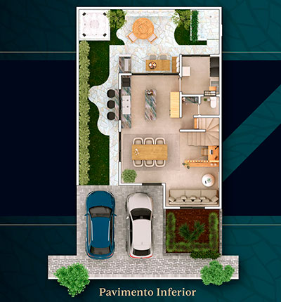 Plantas da casa de 140m2 incluindo kit pergola na garagem
